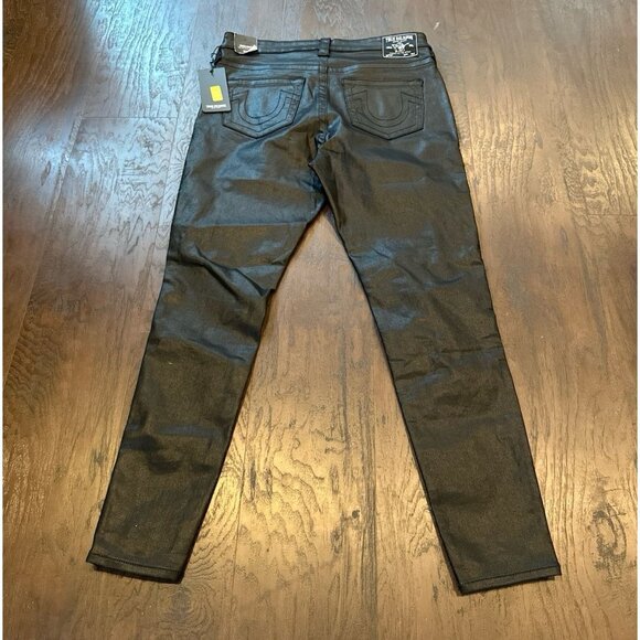 True Religion Jennie Curvy High Rise Super Skinny Coated Black Jeans nwt - Picture 3 of 4